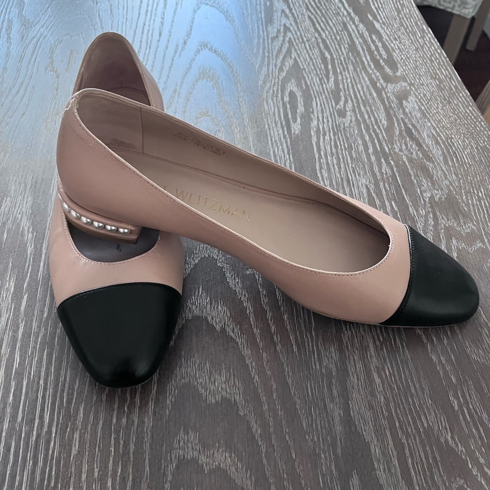 Stuart Weitzman Pearl Cap-Toe Ballet Flats